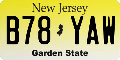 NJ license plate B78YAW