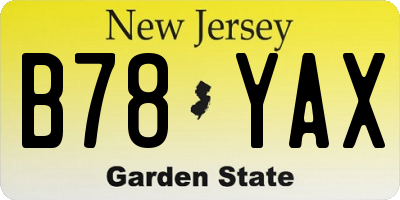 NJ license plate B78YAX