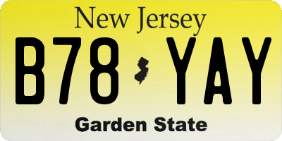 NJ license plate B78YAY