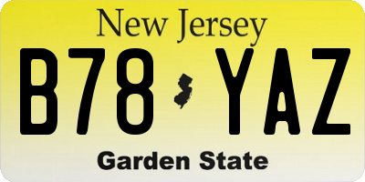 NJ license plate B78YAZ