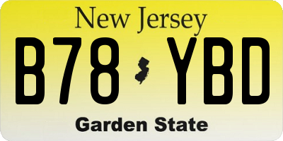 NJ license plate B78YBD