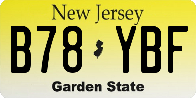 NJ license plate B78YBF
