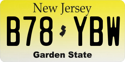 NJ license plate B78YBW