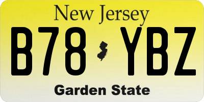 NJ license plate B78YBZ