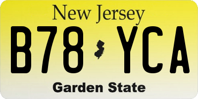NJ license plate B78YCA