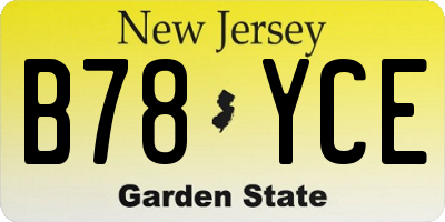 NJ license plate B78YCE