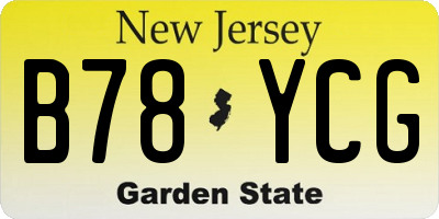 NJ license plate B78YCG