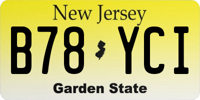 NJ license plate B78YCI