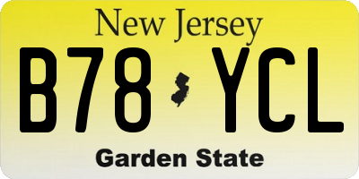 NJ license plate B78YCL