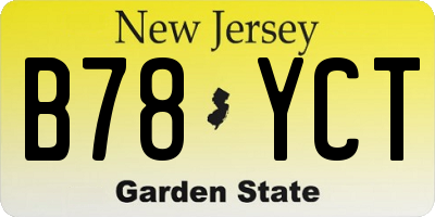 NJ license plate B78YCT