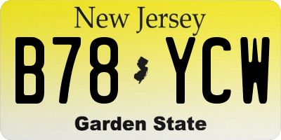 NJ license plate B78YCW