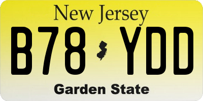 NJ license plate B78YDD