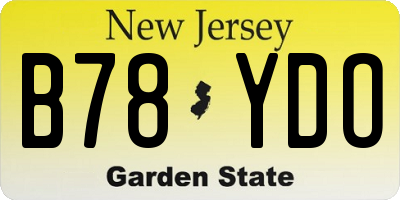 NJ license plate B78YDO