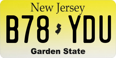 NJ license plate B78YDU