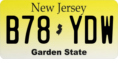 NJ license plate B78YDW
