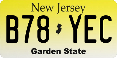 NJ license plate B78YEC