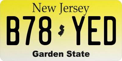 NJ license plate B78YED