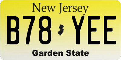 NJ license plate B78YEE