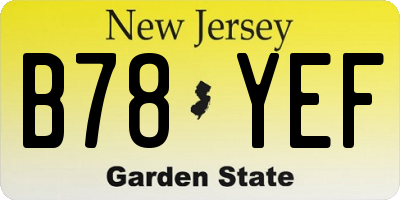 NJ license plate B78YEF