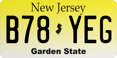 NJ license plate B78YEG