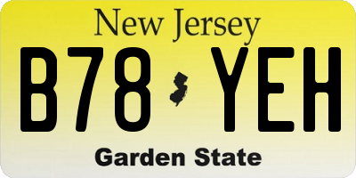 NJ license plate B78YEH