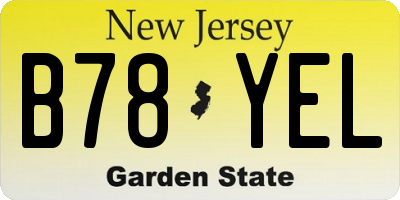 NJ license plate B78YEL