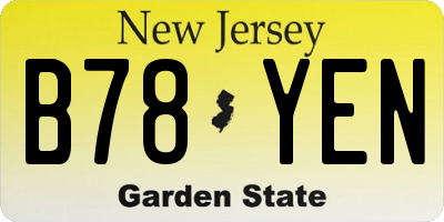 NJ license plate B78YEN