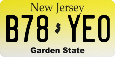 NJ license plate B78YEO
