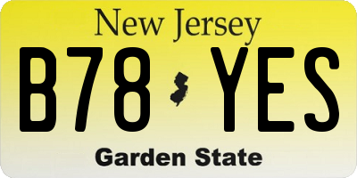 NJ license plate B78YES