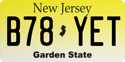 NJ license plate B78YET