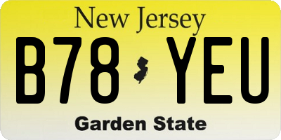 NJ license plate B78YEU