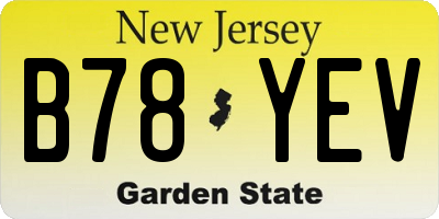 NJ license plate B78YEV