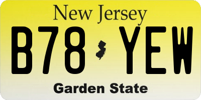 NJ license plate B78YEW