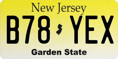 NJ license plate B78YEX