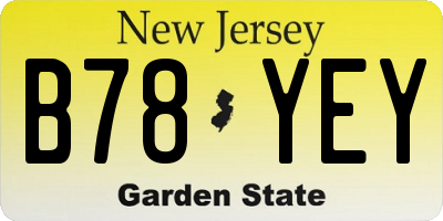NJ license plate B78YEY