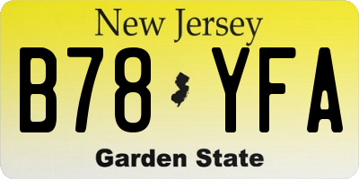 NJ license plate B78YFA