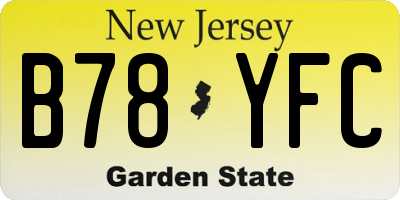 NJ license plate B78YFC