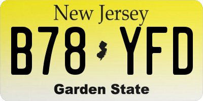 NJ license plate B78YFD