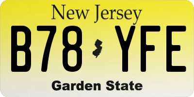 NJ license plate B78YFE