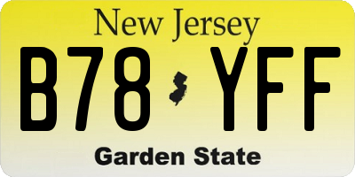 NJ license plate B78YFF