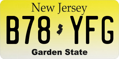 NJ license plate B78YFG