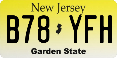 NJ license plate B78YFH