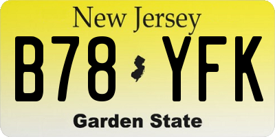 NJ license plate B78YFK