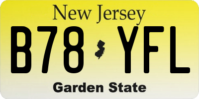 NJ license plate B78YFL