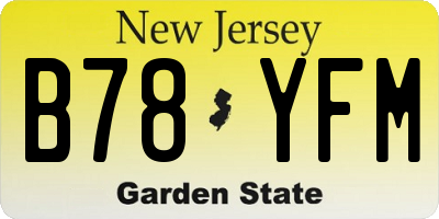 NJ license plate B78YFM