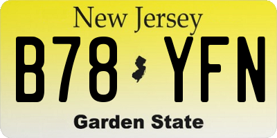 NJ license plate B78YFN