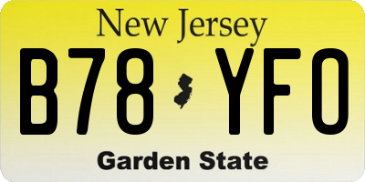 NJ license plate B78YFO