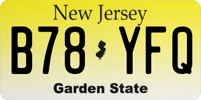 NJ license plate B78YFQ