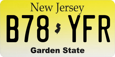 NJ license plate B78YFR