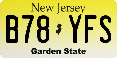 NJ license plate B78YFS